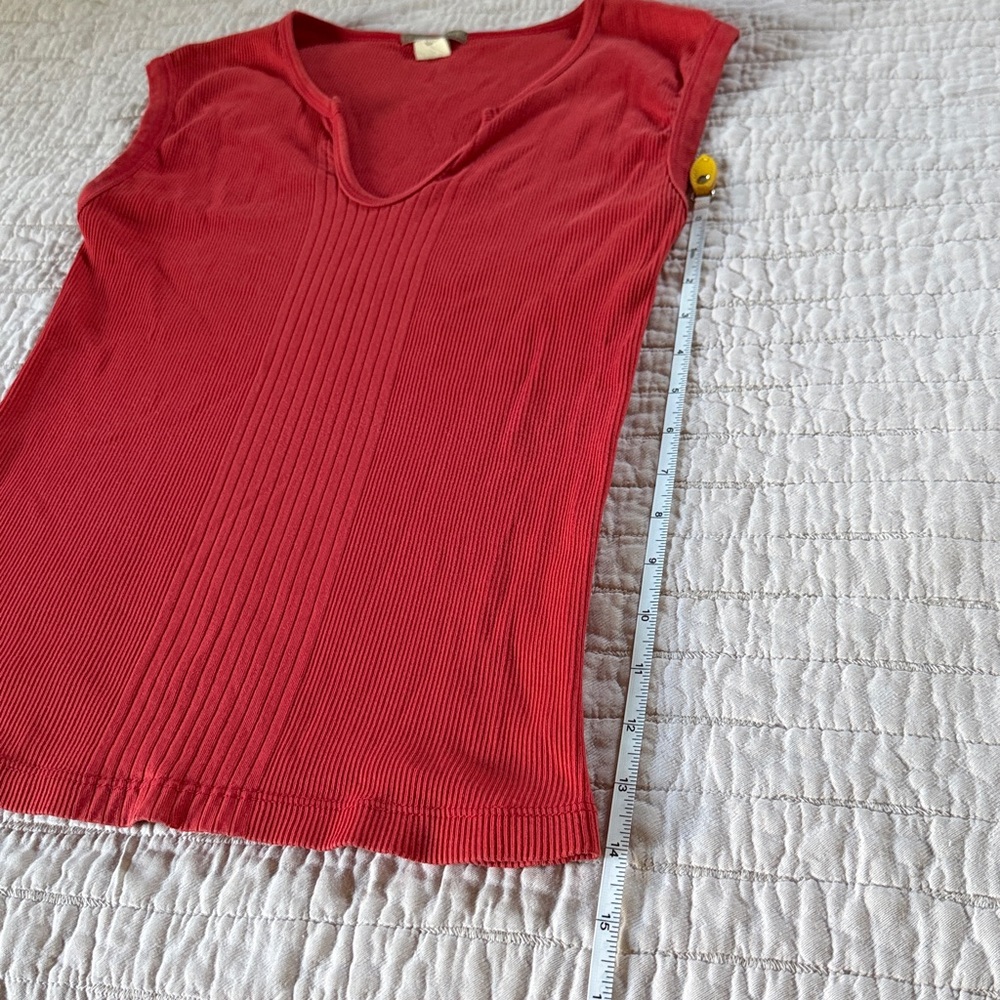 J. Crew Red Ribbed V-Neck Tank - Picture 5 of 6